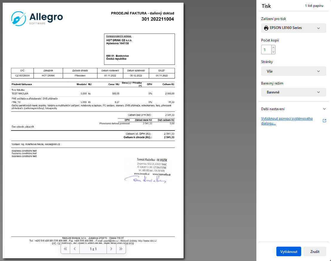 Dialog pro tisk souboru