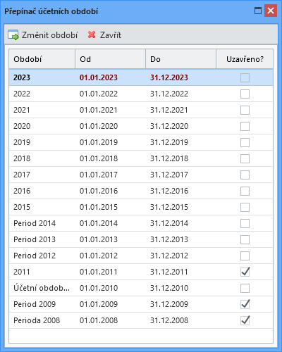 Přepínač účetních období