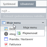 Změna záhlaví sekce