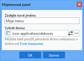 Přejmenování nebo přidání sekce Přejmenování nebo přidání sekce