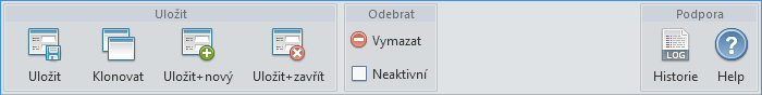 Nástrojová lišta pro detail záznamu - klasické ikony