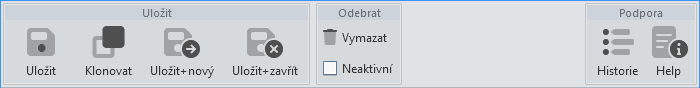 Nástrojová lišta pro detail záznamu - moderní ikony