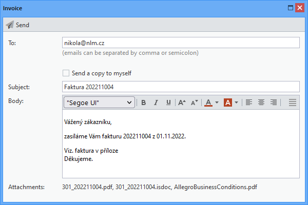 Note: message language is derived from the language set at the recipient Note: message language is derived from the language set at the recipient