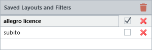 A list of saved configurations with one default configuration checked A list of saved configurations with one default configuration checked