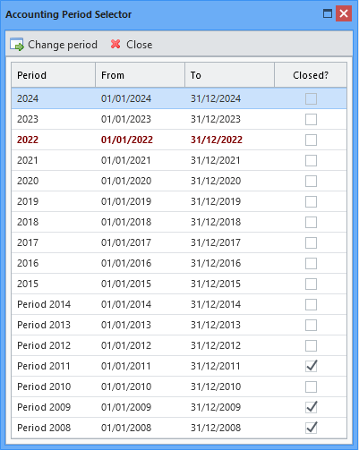Accounting periods switch