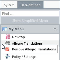 Remove a menu item