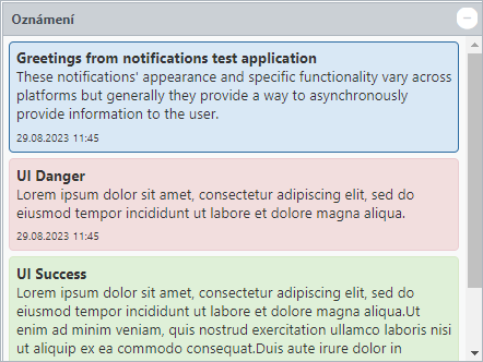 History of notifications received History of notifications received