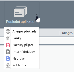 Naposledy spuštěné aplikace Naposledy spuštěné aplikace