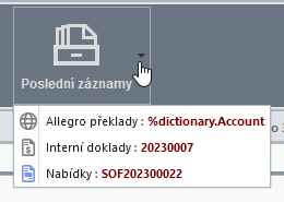 Naposledy spuštěné záznamy Naposledy spuštěné záznamy