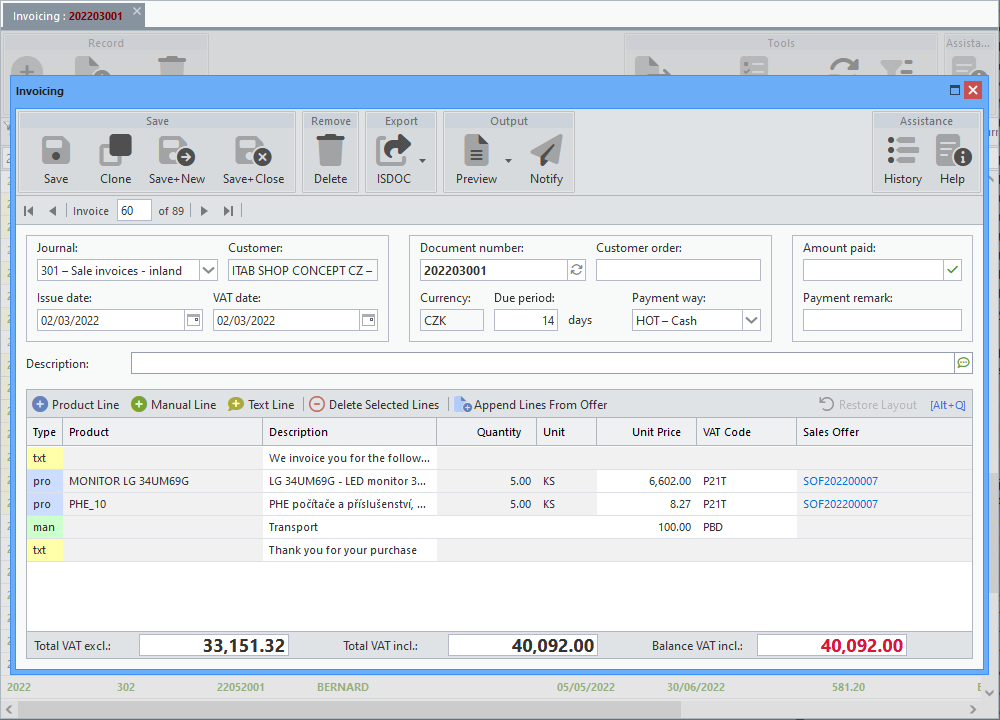 Subito invoice