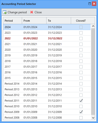Accounting periods switch