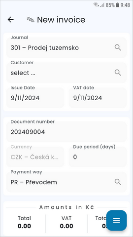 Creating a new invoice