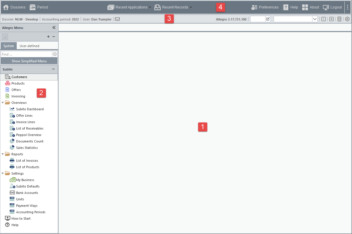 Allegro Framework - user interface